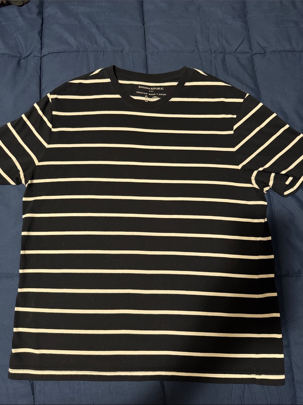 Banana Republic Black & White Horizontal Stripe Crew Tee
